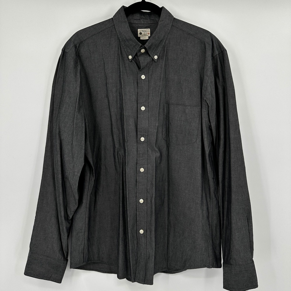 J.Crew Sunwashed Oxford Slim Fit Button Down Shirt Dark Gray XL Tailored Preppy - Picture 4 of 8